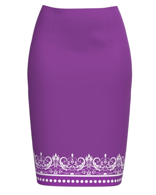 Fusta conica purple imprimata cu model floral CMD2031