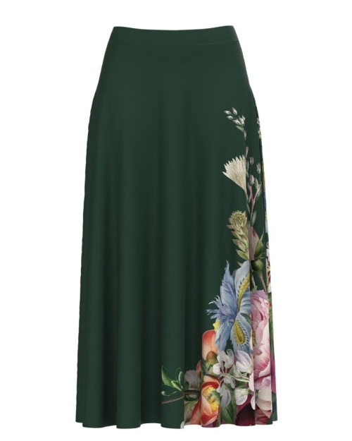 Fusta verde clos imprimata cu model floral CMD3474