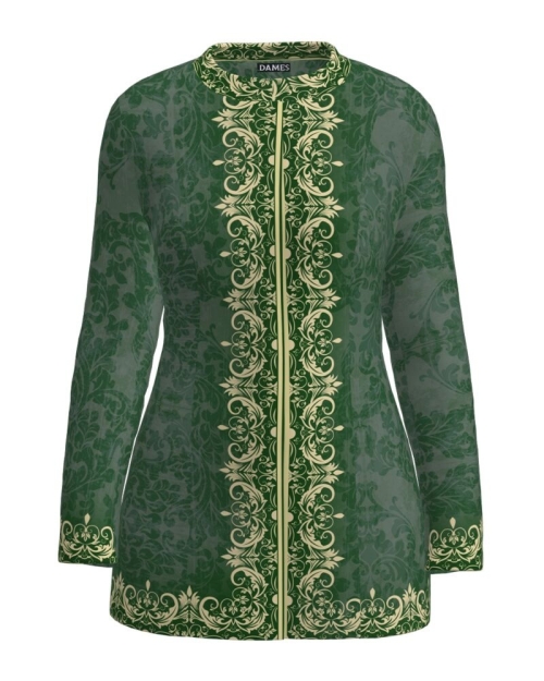 Palton dama verde elegant si calduros imprimat Floral CMD2324