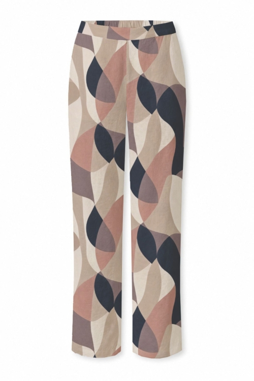 Pantaloni drepti din crepe imprimati Armonii Pudrate