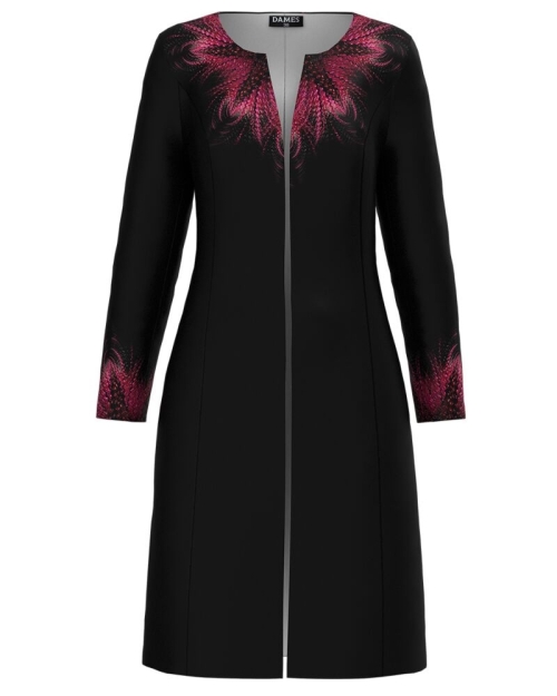 Pardesiu negru subtire imprimat floral