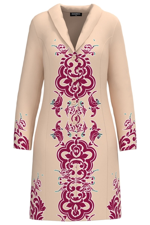 Pardesiu subtire bej imprimat cu model floral Magenta SS24 - Img 2