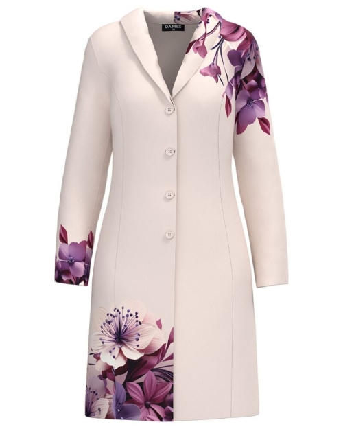 Pardesiu subtire bej imprimat floral SS24