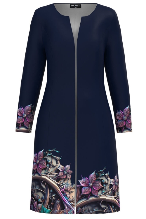 Pardesiu subtire bleumarin imprimat cu model Floral CMD4163 - Img 2