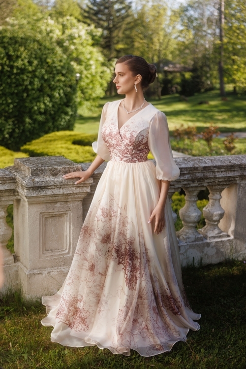 Rochia din organza cu imprimeu floral - Img 2