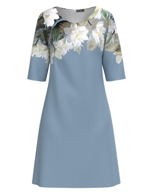 Rochie bleu casual imprimata cu model floral Magnolie CMD2086 - Img 1