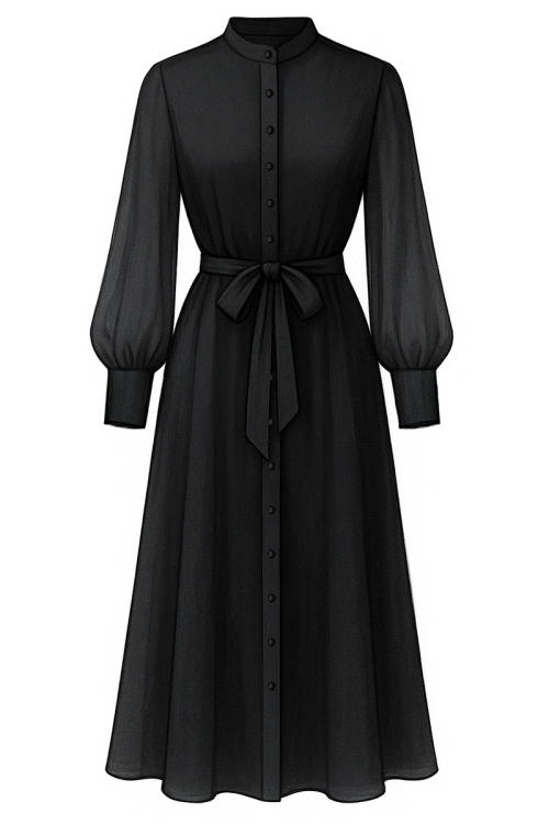 Rochie camasa din matase naturala negru prafuit