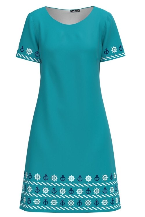 Rochie casual bleu imprimata cu model Ancore CMD2911 - Img 2