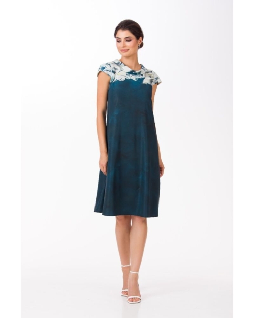Rochie casual bleumarin imprimata cu model floral SS24 - Img 1