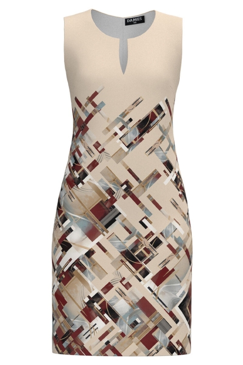 Rochie casual cu decolteu lacrima imprimata cu model grafic SS24 - Img 2