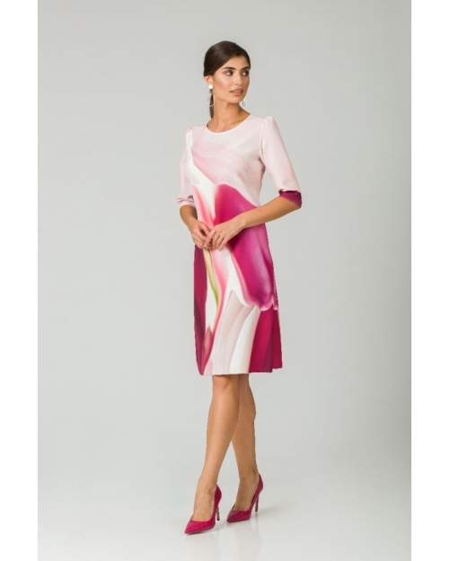Rochie casual cu maneca imprimata digital abstract CMD168 - Img 2