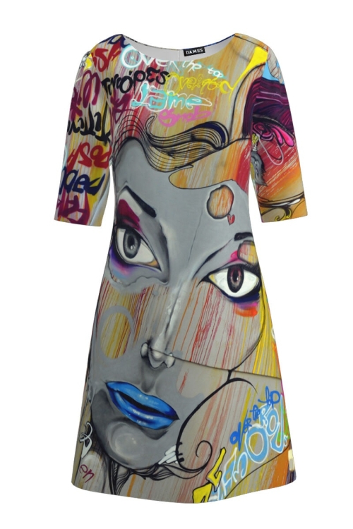 Rochie casual cu maneca imprimata digital Avatar - Img 2