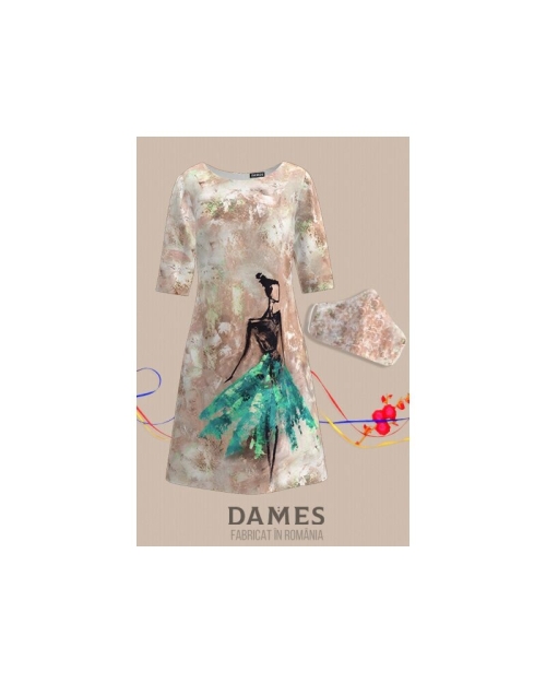 Rochie casual cu maneca imprimata digital Fashion CMD215 - Img 8