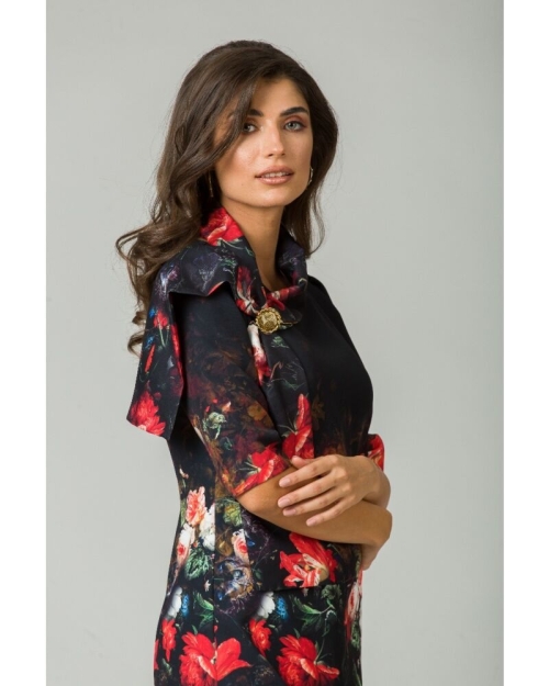 Rochie casual cu maneca imprimata digital floral Buchet CMD201 - Img 8