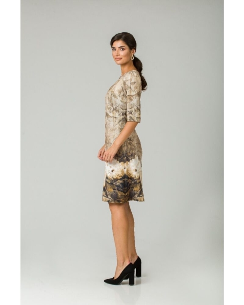 Rochie casual cu maneca imprimata digital floral Bujori CMD214 - Img 5