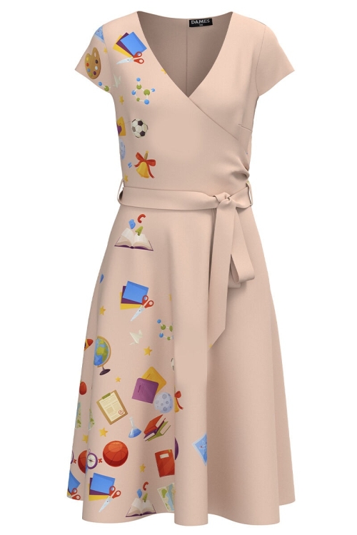 Rochie casual de vara cu maneca scurta imprimata cu model Back to school CMD3117 - Img 2