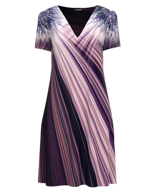 Rochie casual de vara imprimata in nuante de mov CMD2802 - Img 1