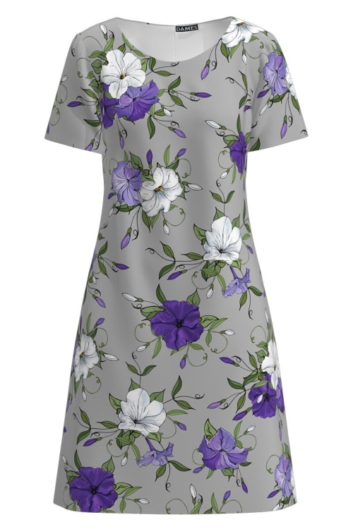 Rochie casual gri imprimata cu model floral Zorele CMD2605 - Img 2