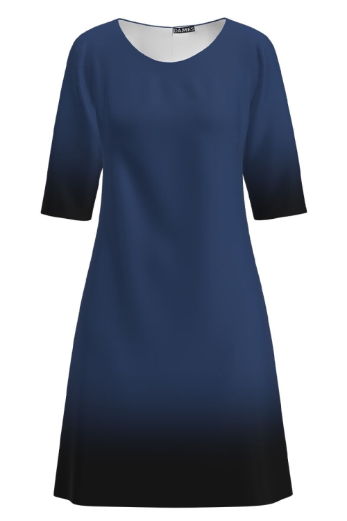 Rochie casual imprimata albastru in degrade CMD1933 - Img 2