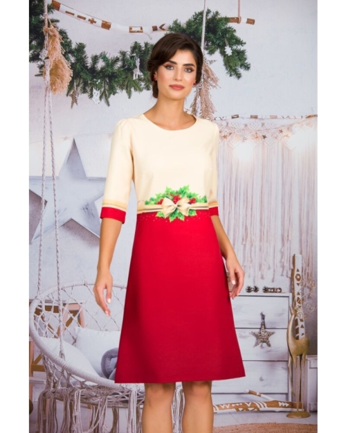 Rochie casual imprimata Christmas Flower CMD313 - Img 1