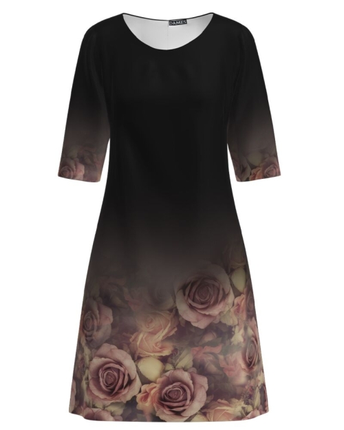 Rochie casual imprimata cu model floral Trandafiri CMD1639 - Img 1
