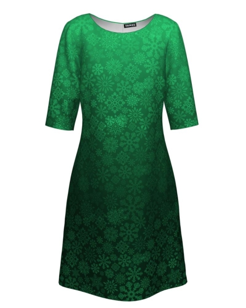 Rochie casual imprimata degrade verde de Craciun CMD323 - Img 1