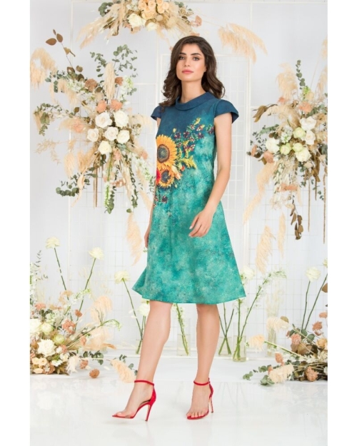 Rochie casual imprimata digital Floarea soarelui CMD705 - Img 3