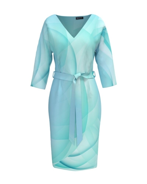 Rochie casual imprimata in nuante de bleu CMD3753