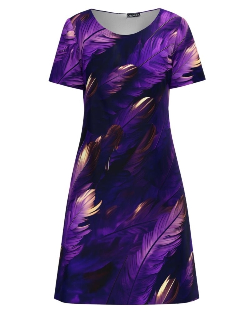 Rochie casual imprimata in nuante de mov