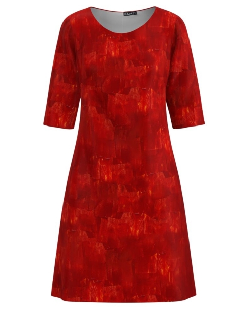 Rochie casual imprimata in nuante de rosu CMD3439 - Img 1