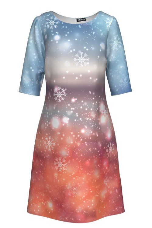 Rochie casual imprimata Snowflakes CMD298 - Img 2