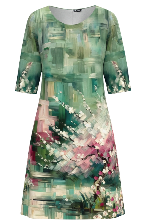 Rochie casual in nuante de verde imprimata floral SS25