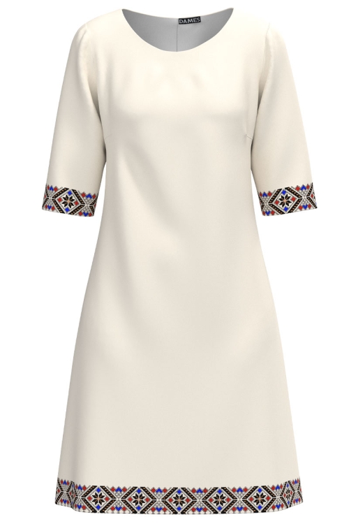 Rochie casual ivory imprimata traditional AW24