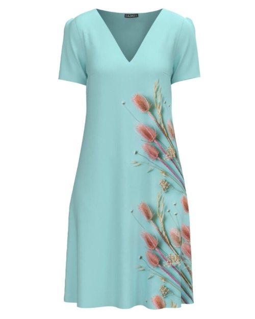Rochie casual lejera de vara bleu imprimată cu model floral CMD974 - Img 1