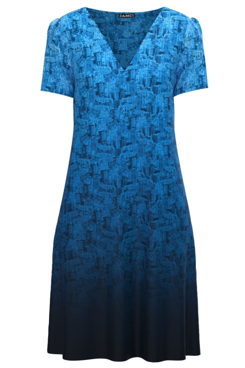 Rochie casual lejera de vara imprimată Albastru degrade CMD997