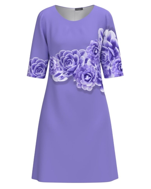 Rochie casual lila imprimata cu model floral CMD1752 - Img 1