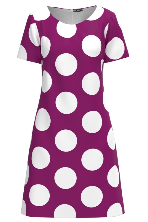 Rochie casual mov imprimata cu model buline CMD2935 - Img 2