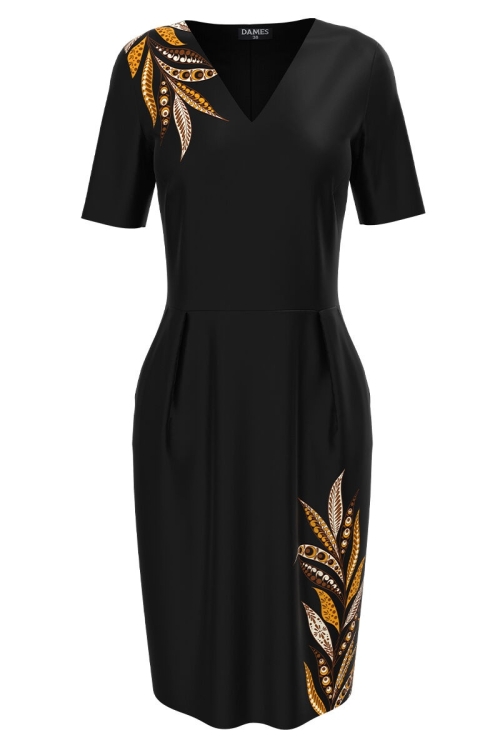 Rochie casual neagra cu imprimeu floral CMD2477 - Img 2