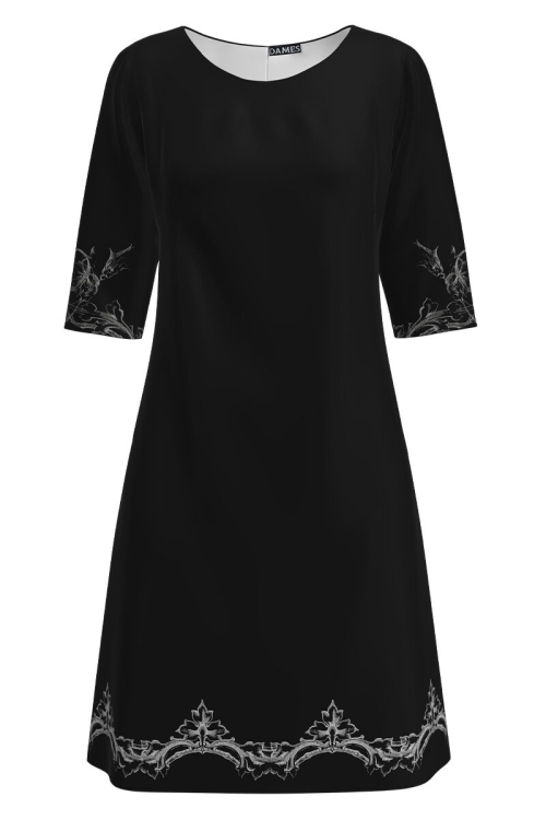 Rochie casual neagra imprimanta cu model floral CMD1349 - Img 2