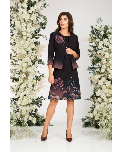 Rochie casual neagra imprimata cu model floral CMD2703 - Img 4