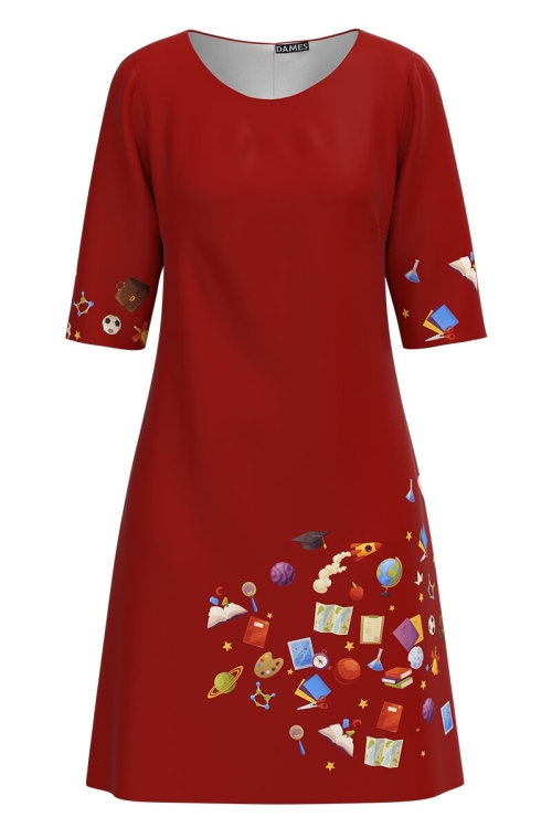 Rochie casual rosie imprimata Back To School CMD2997 - Img 2