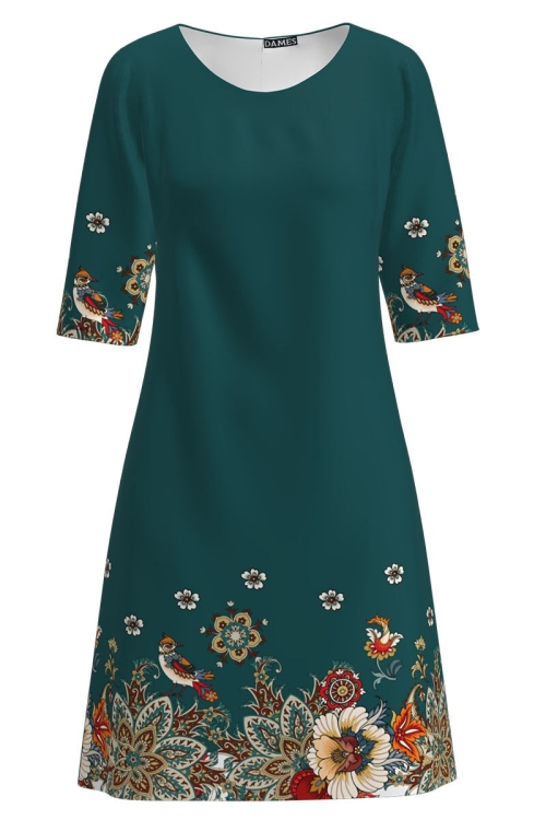 Rochie casual verde imprimata cu model floral CMD1576 - Img 2