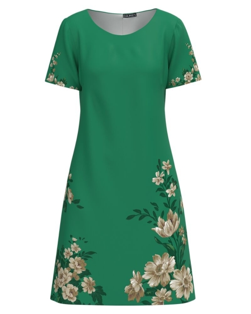 Rochie casual verde imprimata cu model floral CMD4037