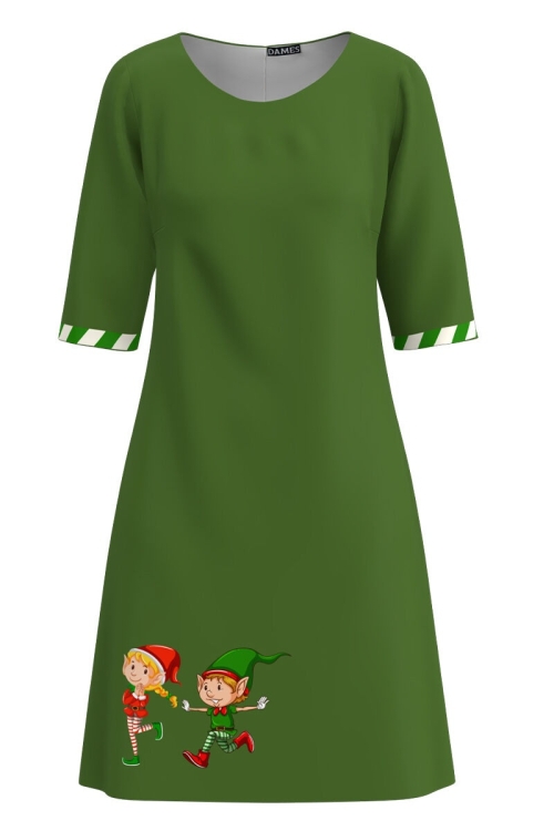 Rochie casual verde imprimata cu model Spridusi CMD3613 - Img 2