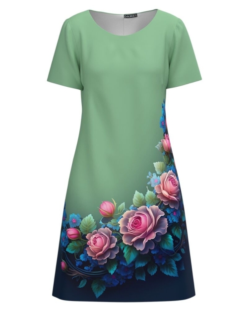 Rochie casual vernil imprimata cu model floral CMD4308
