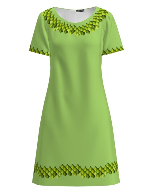 Rochie casual vernil imprimata cu model in contrast CMD2558