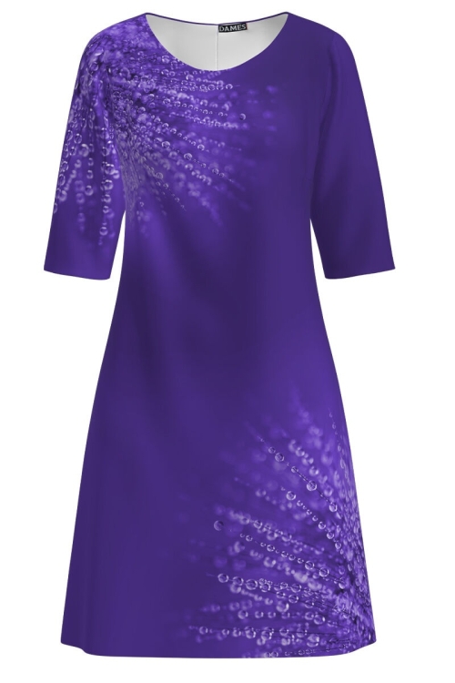 Rochie casual violet imprimata picaturi de roua - Img 2