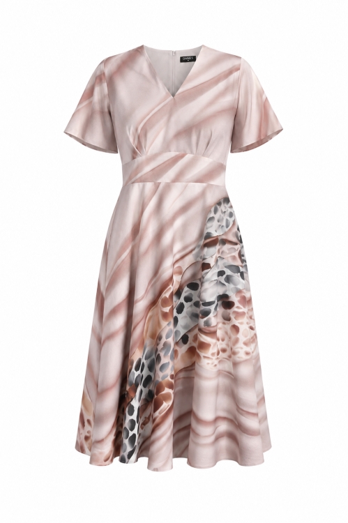 Rochie clos cu buzunare din crepe Valuri de sidef