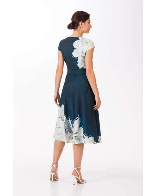 Rochie de vara bleumarin cu maneca scurta imprimata floral SS24 - Img 4