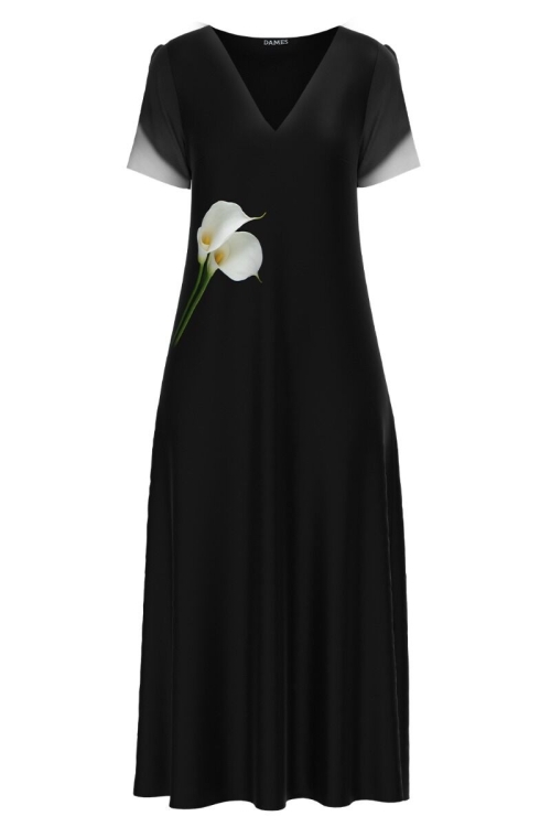 Rochie de vara lunga cu buzunare imprimata digital Cale CMD1018 - Img 2